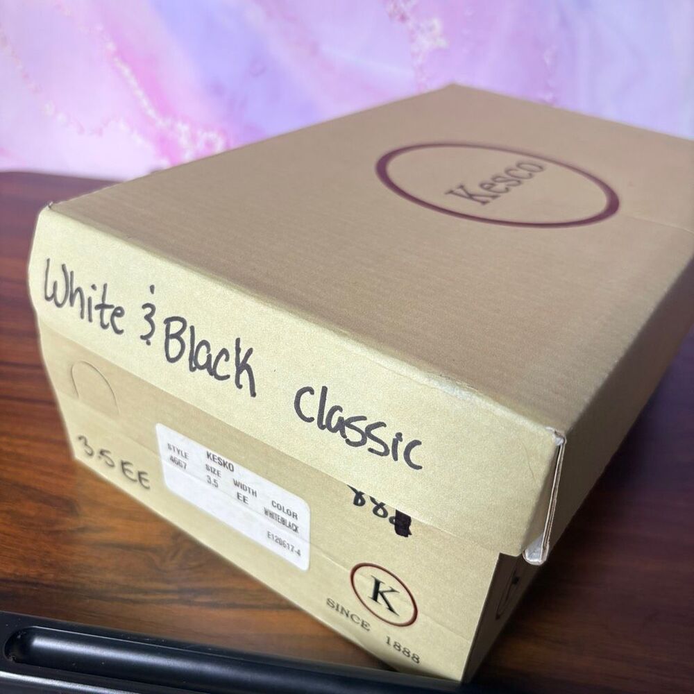 Kesco 4667 Girls 3.5 EE Classic Leather White Black Oxford Saddle Shoes NIB FLAW - Picture 12 of 13